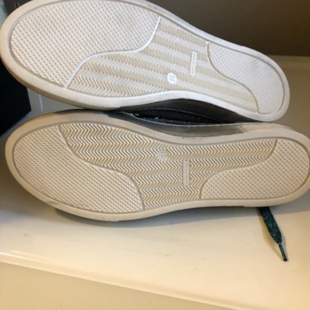 NWT STEVE MADDEN Reiss Distressed High-Top Sneaker Silver Glitter Leopard Fur 10 - Picture 5 of 6
